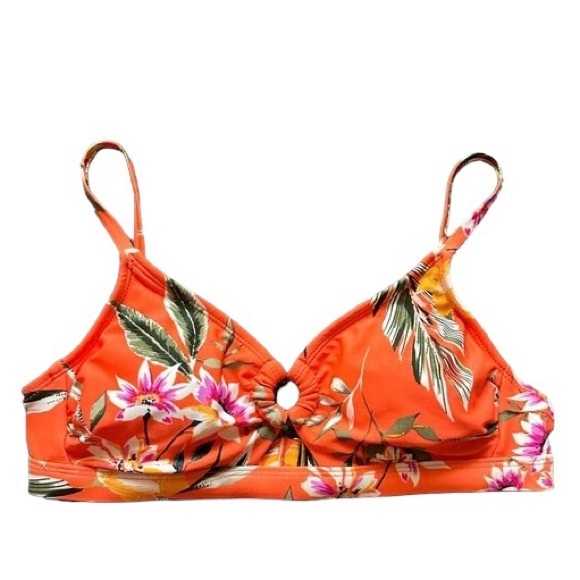 Other - New Orange Tropical Floral Bikini Top